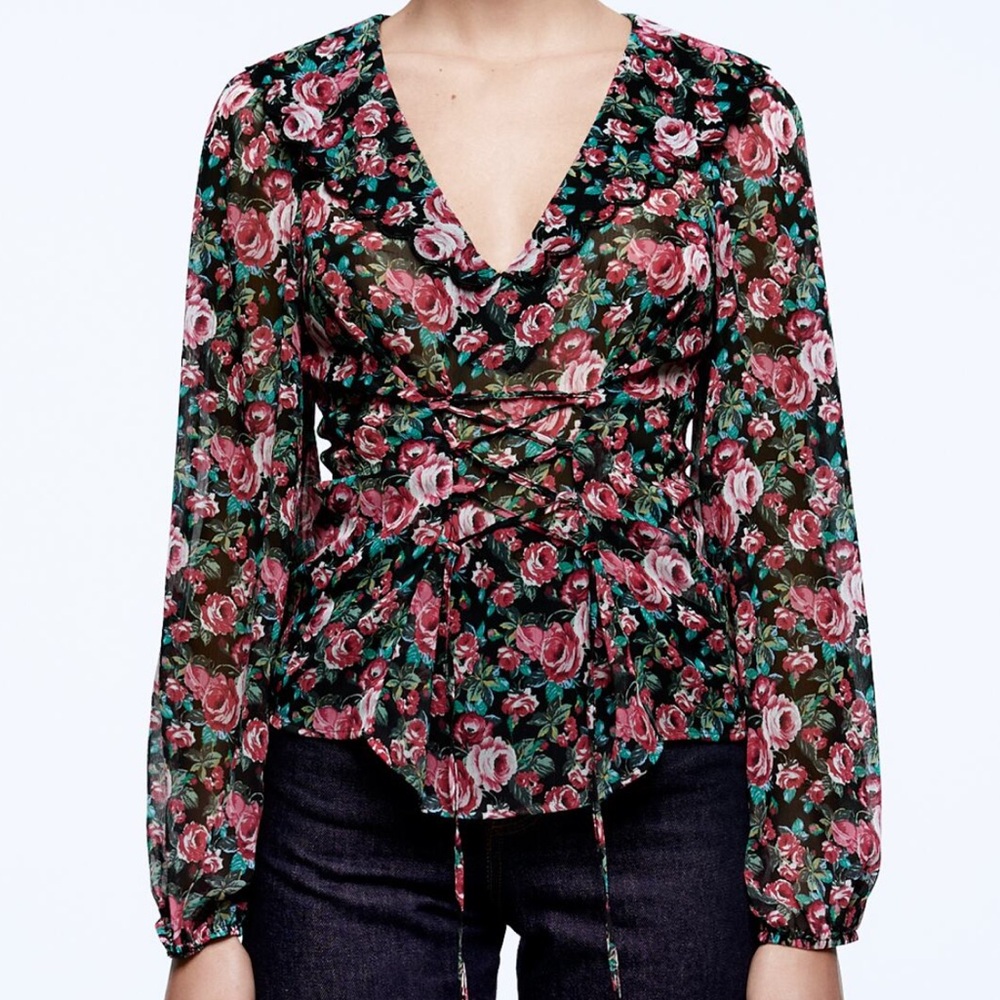 Zara floral printed blouse
